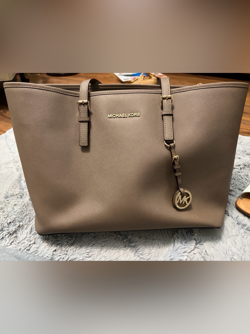 Michael Kors Taupe Saffiano Leather Tote with Gold Hardware *Authentic*